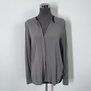 James Perse Blouse Women 2 (M) Grey Top Long Sleeve Button Up
